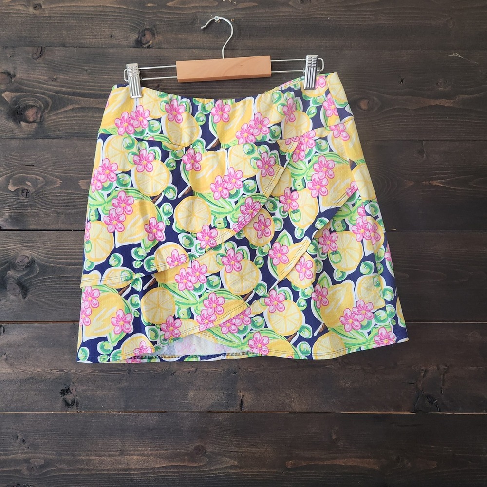 IBKUL Skort IceFil UPF 50+ Pockets Activewear Small Layered Lemon Floral